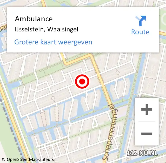 Locatie op kaart van de 112 melding: Ambulance IJsselstein, Waalsingel op 17 mei 2016 00:19