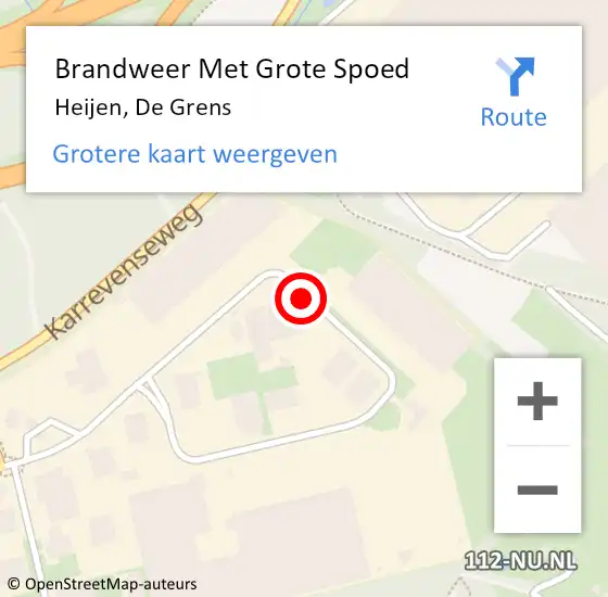 Locatie op kaart van de 112 melding: Brandweer Met Grote Spoed Naar Heijen, De Grens op 17 mei 2016 01:15