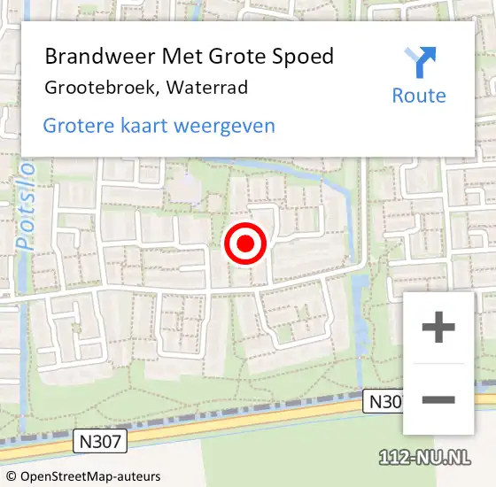 Locatie op kaart van de 112 melding: Brandweer Met Grote Spoed Naar Grootebroek, Waterrad op 17 mei 2016 07:11