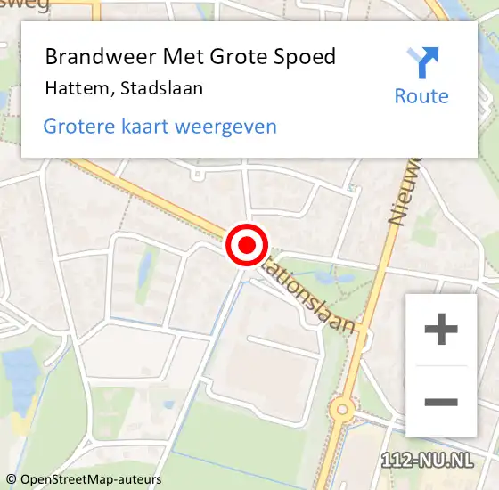 Locatie op kaart van de 112 melding: Brandweer Met Grote Spoed Naar Hattem, Stadslaan op 17 mei 2016 08:56