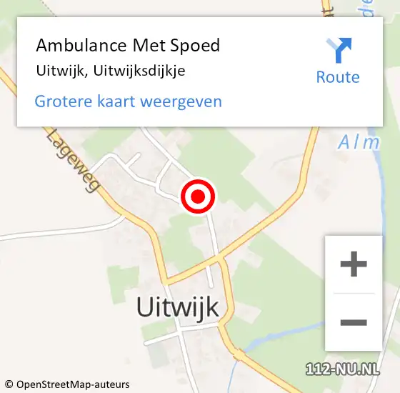 Locatie op kaart van de 112 melding: Ambulance Met Spoed Naar Uitwijk, Uitwijksdijkje op 17 mei 2016 09:01