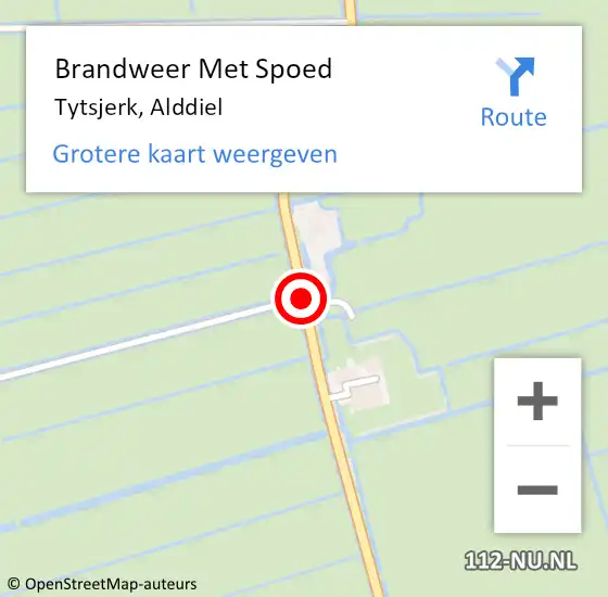 Locatie op kaart van de 112 melding: Brandweer Met Spoed Naar Tytsjerk, Alddiel op 17 mei 2016 10:35
