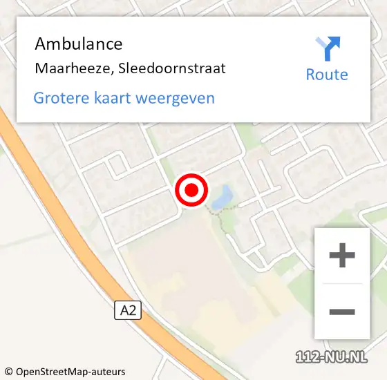 Locatie op kaart van de 112 melding: Ambulance Maarheeze, Sleedoornstraat op 17 mei 2016 11:10