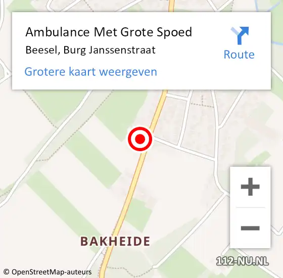 Locatie op kaart van de 112 melding: Ambulance Met Grote Spoed Naar Beesel, Burg Janssenstraat op 17 mei 2016 11:11