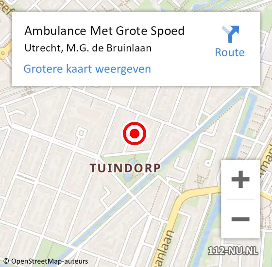 Locatie op kaart van de 112 melding: Ambulance Met Grote Spoed Naar Utrecht, M.G. de Bruinlaan op 17 mei 2016 12:00