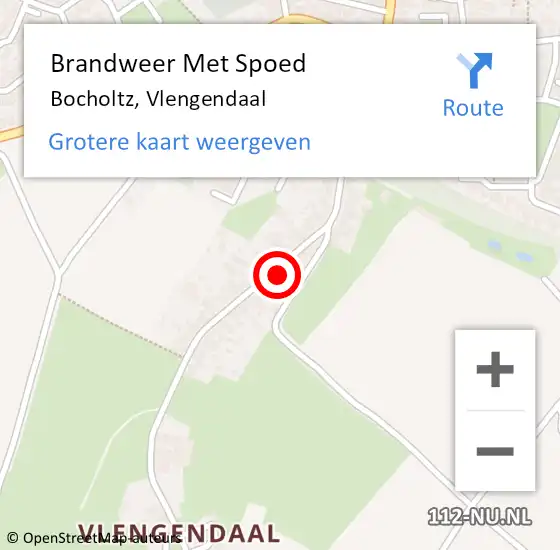 Locatie op kaart van de 112 melding: Brandweer Met Spoed Naar Bocholtz, Vlengendaal op 17 mei 2016 12:14