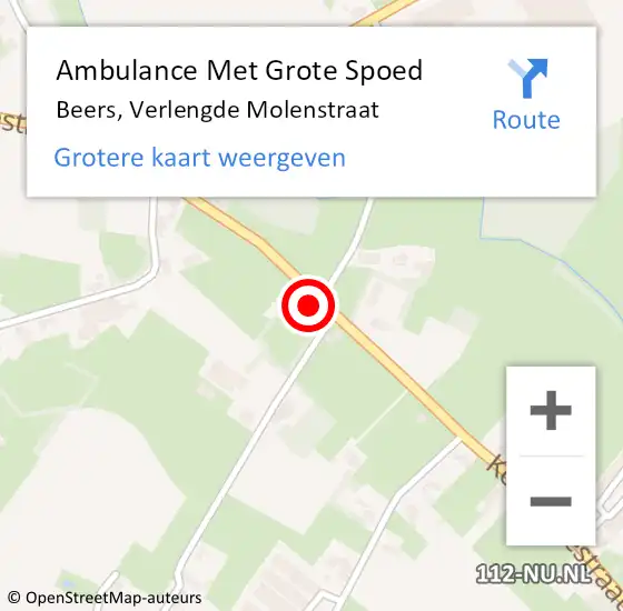 Locatie op kaart van de 112 melding: Ambulance Met Grote Spoed Naar Beers, Verlengde Molenstraat op 17 mei 2016 12:28