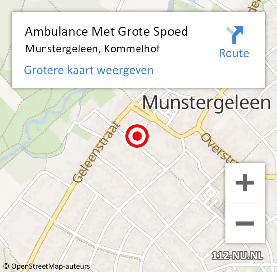 Locatie op kaart van de 112 melding: Ambulance Met Grote Spoed Naar Munstergeleen, Kommelhof op 15 december 2013 11:29