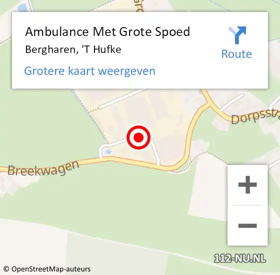 Locatie op kaart van de 112 melding: Ambulance Met Grote Spoed Naar Bergharen, 'T Hufke op 17 mei 2016 13:15