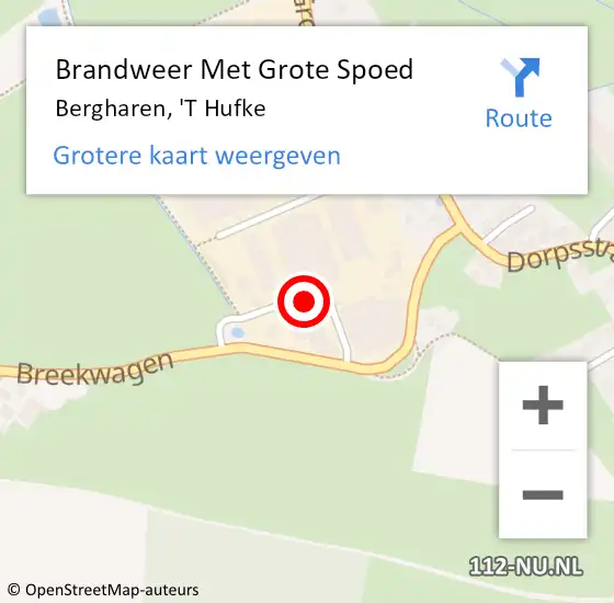 Locatie op kaart van de 112 melding: Brandweer Met Grote Spoed Naar Bergharen, 'T Hufke op 17 mei 2016 13:20