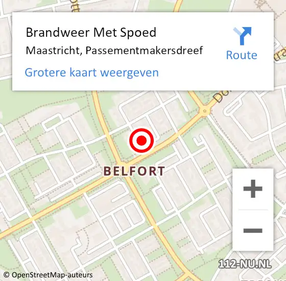 Locatie op kaart van de 112 melding: Brandweer Met Spoed Naar Maastricht, Passementmakersdreef op 17 mei 2016 13:33