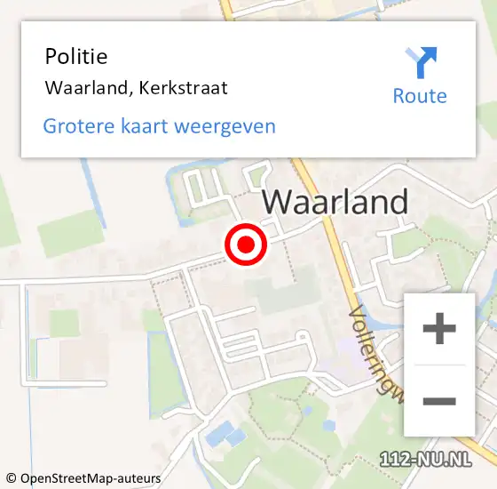 Locatie op kaart van de 112 melding: Politie Waarland, Kerkstraat op 17 mei 2016 14:33
