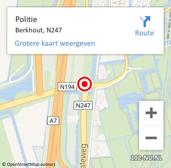 Locatie op kaart van de 112 melding: Politie Berkhout, N247 op 17 mei 2016 15:03