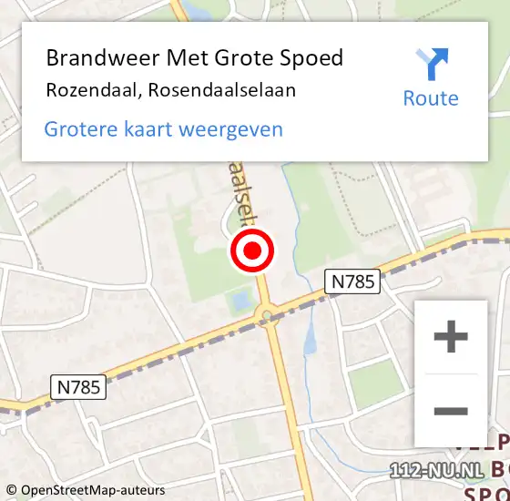 Locatie op kaart van de 112 melding: Brandweer Met Grote Spoed Naar Rozendaal, Rosendaalselaan op 17 mei 2016 15:21