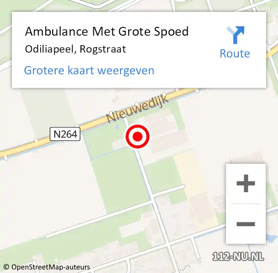 Locatie op kaart van de 112 melding: Ambulance Met Grote Spoed Naar Odiliapeel, Rogstraat op 17 mei 2016 17:05