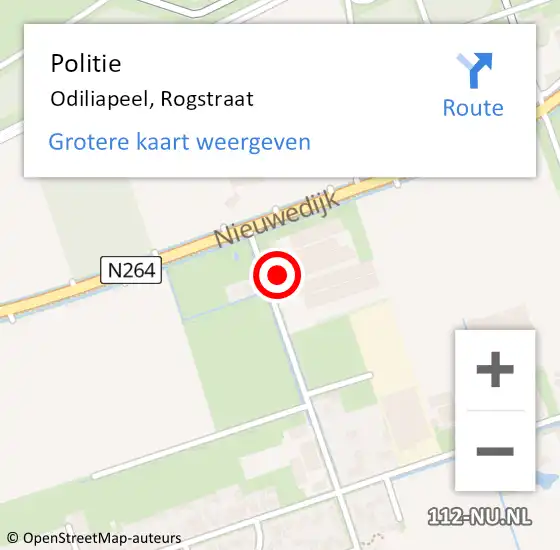 Locatie op kaart van de 112 melding: Politie Odiliapeel, Rogstraat op 17 mei 2016 17:07