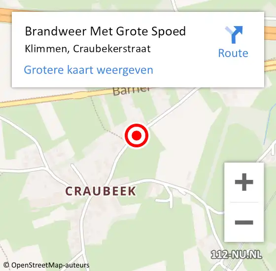 Locatie op kaart van de 112 melding: Brandweer Met Grote Spoed Naar Klimmen, Craubekerstraat op 17 mei 2016 17:20