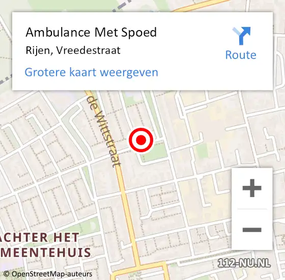 Locatie op kaart van de 112 melding: Ambulance Met Spoed Naar Rijen, Vreedestraat op 17 mei 2016 17:48
