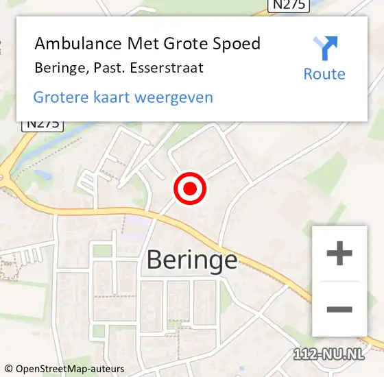 Locatie op kaart van de 112 melding: Ambulance Met Grote Spoed Naar Beringe, Past. Esserstraat op 15 december 2013 12:13