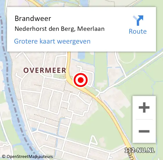 Locatie op kaart van de 112 melding: Brandweer Nederhorst den Berg, Meerlaan op 17 mei 2016 19:09