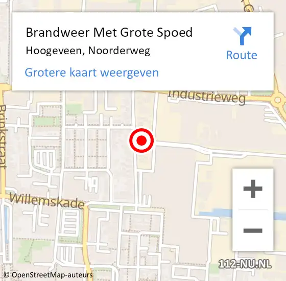 Locatie op kaart van de 112 melding: Brandweer Met Grote Spoed Naar Hoogeveen, Noorderweg op 17 mei 2016 19:29