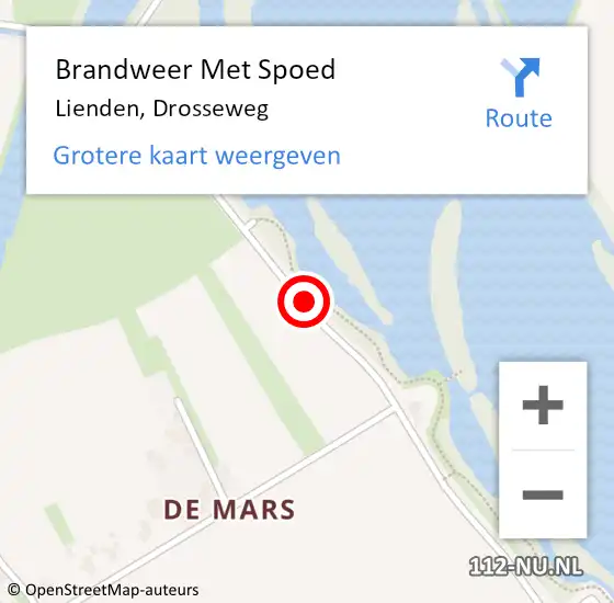 Locatie op kaart van de 112 melding: Brandweer Met Spoed Naar Lienden, Drosseweg op 17 mei 2016 20:18