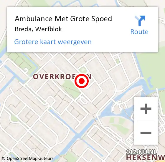 Locatie op kaart van de 112 melding: Ambulance Met Grote Spoed Naar Breda, Werfblok op 17 mei 2016 20:25