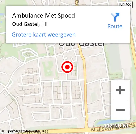 Locatie op kaart van de 112 melding: Ambulance Met Spoed Naar Oud Gastel, Hil op 15 december 2013 12:29