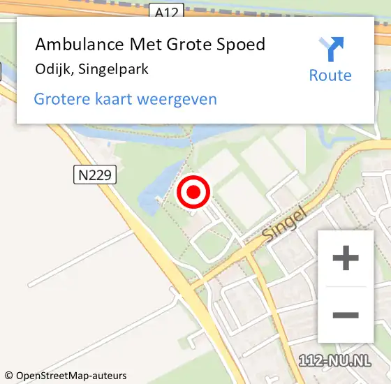 Locatie op kaart van de 112 melding: Ambulance Met Grote Spoed Naar Odijk, Singelpark op 17 mei 2016 21:08