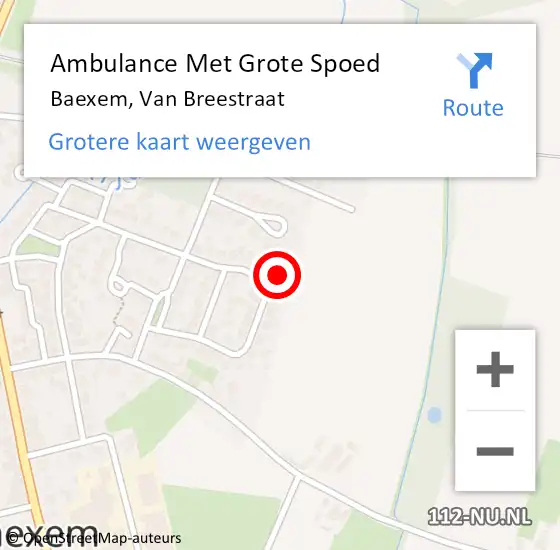 Locatie op kaart van de 112 melding: Ambulance Met Grote Spoed Naar Baexem, Van Breestraat op 17 mei 2016 21:18