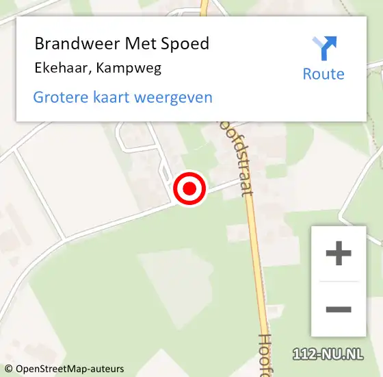 Locatie op kaart van de 112 melding: Brandweer Met Spoed Naar Ekehaar, Kampweg op 15 december 2013 12:35