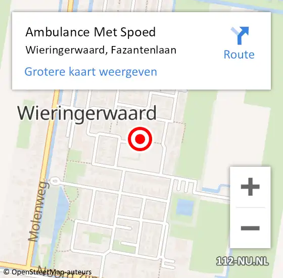 Locatie op kaart van de 112 melding: Ambulance Met Spoed Naar Wieringerwaard, Fazantenlaan op 17 mei 2016 22:41