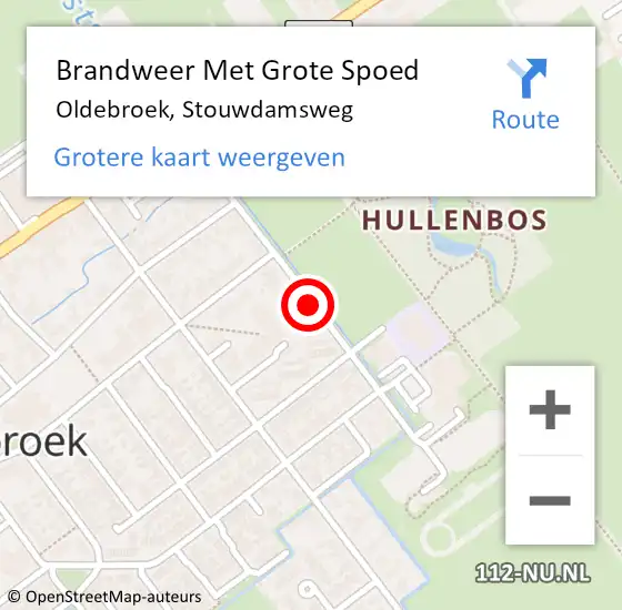 Locatie op kaart van de 112 melding: Brandweer Met Grote Spoed Naar Oldebroek, Stouwdamsweg op 17 mei 2016 22:52