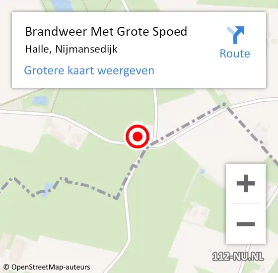 Locatie op kaart van de 112 melding: Brandweer Met Grote Spoed Naar Halle, Nijmansedijk op 17 mei 2016 23:04