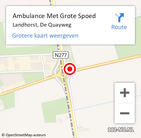 Locatie op kaart van de 112 melding: Ambulance Met Grote Spoed Naar Landhorst, De Quayweg op 17 mei 2016 23:39