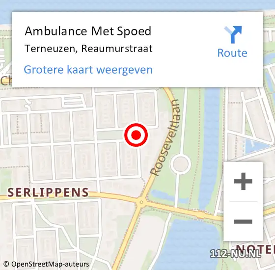 Locatie op kaart van de 112 melding: Ambulance Met Spoed Naar Terneuzen, Reaumurstraat op 18 mei 2016 01:15