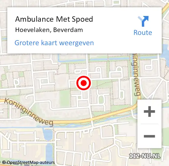 Locatie op kaart van de 112 melding: Ambulance Met Spoed Naar Hoevelaken, Beverdam op 18 mei 2016 01:15