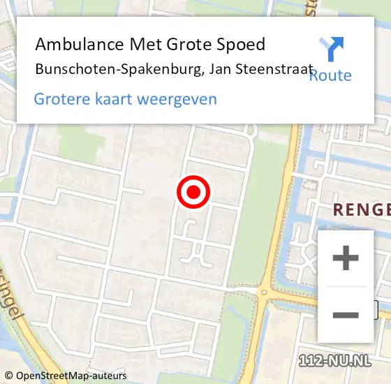 Locatie op kaart van de 112 melding: Ambulance Met Grote Spoed Naar Bunschoten-Spakenburg, Jan Steenstraat op 18 mei 2016 01:48