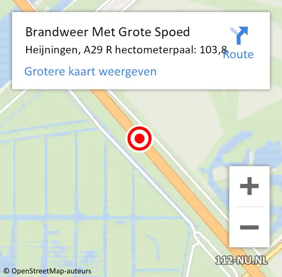 Locatie op kaart van de 112 melding: Brandweer Met Grote Spoed Naar Heijningen, A29 R hectometerpaal: 103,8 op 18 mei 2016 05:47
