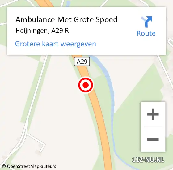 Locatie op kaart van de 112 melding: Ambulance Met Grote Spoed Naar Heijningen, A29 R op 18 mei 2016 05:49