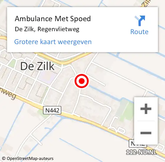 Locatie op kaart van de 112 melding: Ambulance Met Spoed Naar De Zilk, Regenvlietweg op 18 mei 2016 07:59