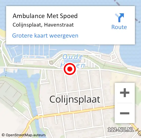 Locatie op kaart van de 112 melding: Ambulance Met Spoed Naar Colijnsplaat, Havenstraat op 18 mei 2016 08:48