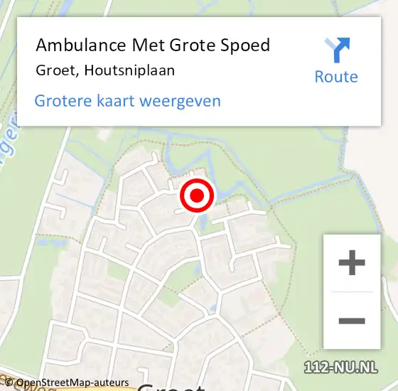 Locatie op kaart van de 112 melding: Ambulance Met Grote Spoed Naar Groet, Houtsniplaan op 18 mei 2016 09:11