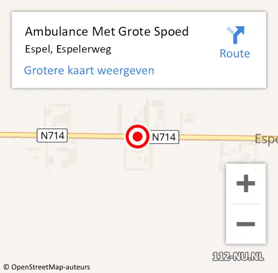 Locatie op kaart van de 112 melding: Ambulance Met Grote Spoed Naar Espel, Espelerweg op 18 mei 2016 09:23