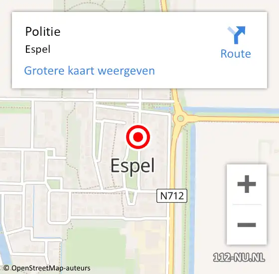 Locatie op kaart van de 112 melding: Politie Espel op 18 mei 2016 09:29