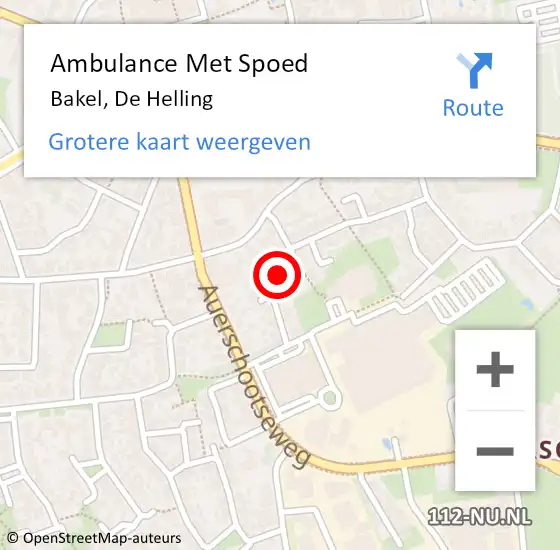 Locatie op kaart van de 112 melding: Ambulance Met Spoed Naar Bakel, De Helling op 18 mei 2016 10:05