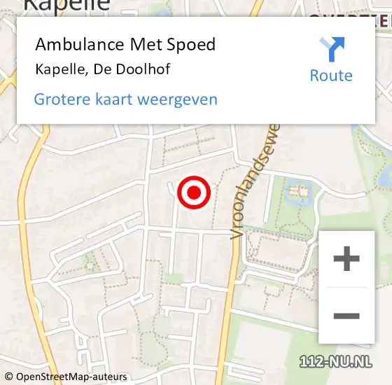 Locatie op kaart van de 112 melding: Ambulance Met Spoed Naar Kapelle, De Doolhof op 18 mei 2016 10:11