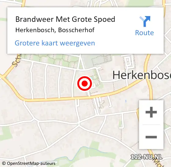 Locatie op kaart van de 112 melding: Brandweer Met Grote Spoed Naar Herkenbosch, Bosscherhof op 18 mei 2016 11:11