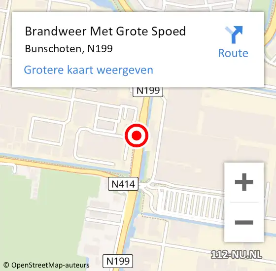 Locatie op kaart van de 112 melding: Brandweer Met Grote Spoed Naar Bunschoten, N199 op 18 mei 2016 11:57