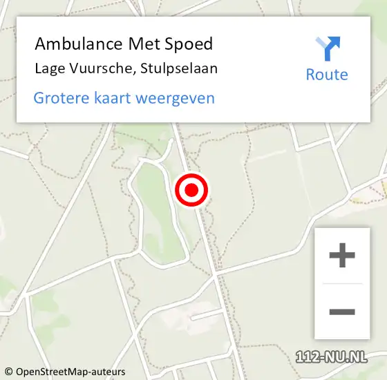 Locatie op kaart van de 112 melding: Ambulance Met Spoed Naar Lage Vuursche, Stulpselaan op 18 mei 2016 12:35